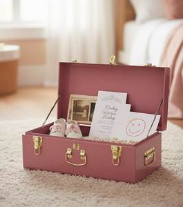 Luxury Metal <b>Storage</b> Trunk Decorative Memory Organizer <b>Box</b> <b>Stackable</b> Home Blanket Wardrobe Chest with Gold Hardware - Product Image 1