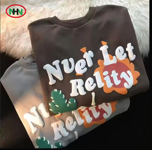 T-shirt formel ample 100 % coton, grammage lourd, avec logo 3D en mousse personnalisé, impression en relief pour homme, design vierge, respirant - Product Image 5