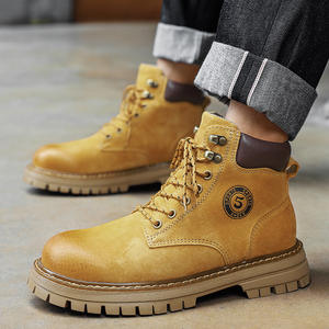 Botas Amarillas para Hombre, Otoño-Invierno 2026, Nuevas, de Piel de Cerdo de Primera Capa, Botas Cortas Casuales Estilo Martin, Botas Cálidas para Motocicleta - Product Image 1