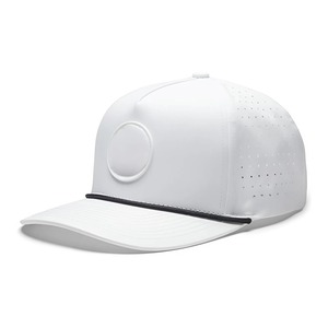 Sombrero de golf de 5 paneles de calidad superior con cuerda y agujeros cortados con láser Gorras de béisbol al por mayor Logotipo de goma frontal Snapback ajustable - Product Image 3