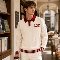 Pull-over décontracté jacquard vintage pour homme avec logo personnalisé sur le devant, coupe ample et anti-plis pour l'hiver