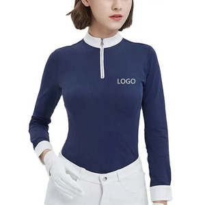 New Style Horse Riding Clothing Female Outdoor <b>Long</b> <b>Sleeve</b> Zip Up <b>Base</b> <b>Layer</b> Equestrian Apparel Lace Riding Show Shirt - Product Image 1