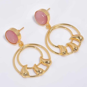 Pendientes grandes irregulares geométricos de Latón chapado en oro estilo bohemio accesorios de boda de bajo precio - Product Image 3