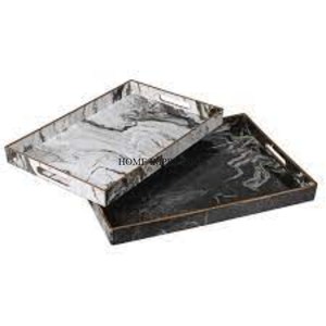 Artisanat indien artisanal en bois fait en forme de rectangle ensemble de 3 plateaux de service de luxe émaillés de couleur blanche de taille personnalisée - Product Image 4