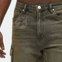 Shorts longs en jean tricoté pour homme, tendance 2025, respirants, légers, taille mi-haute élastique, motif personnalisé, plusieurs poches, été, style hip-hop