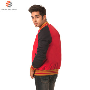 MESS SPORTS High Quality Customized Logo Design Embroidered Wool Sleeves <b>Men's</b> Baseball Varsity <b>Jacket</b> Reversible Windproof - Product Image 3
