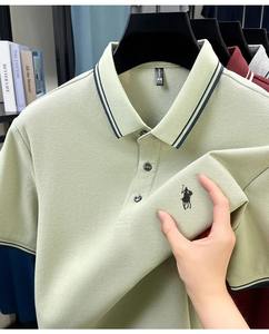 T-shirt pour homme en jersey 100% coton, mode estivale, respirant, manches courtes, logo brodé classique sur le devant - Product Image 2