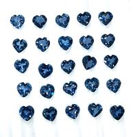 Topaze bleue de Londres naturelle de 5 mm en forme de cœur, pierre précieuse facettée pour la fabrication de bijoux, pierres de topaze bleue authentiques en vrac