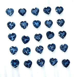 Topaze bleue de Londres naturelle de 5 mm en forme de cœur, pierre précieuse facettée pour la fabrication de bijoux, pierres de topaze bleue authentiques en vrac - Product Image 3