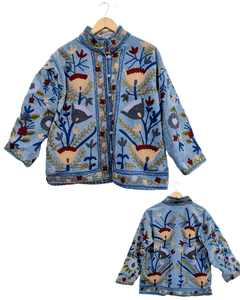 Veste d'hiver décontractée réversible en velours brodé Suzani, écologique, avec doublure en coton, design respirant pour femmes - Product Image 4