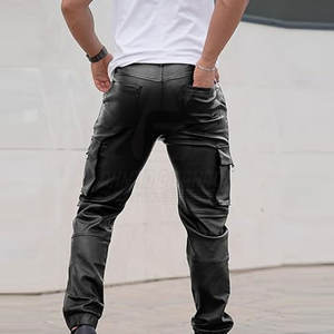 Pantalones de Cuero Casuales para Hombre, Diseño Superior Personalizado, Alta Calidad, Ligeros, Características Ecológicas, Logotipo Personalizado, Corte Recto, Tiro Medio - Product Image 3