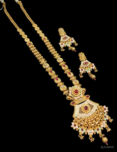 ENSEMBLE DE BIJOUX INDIENS TRADITIONNELS ET À LA MODE EN CUIVRE ENSEMBLE DE BIJOUX DE MARIAGE POUR FEMMES BOUCLES D'OREILLES ET COLLIER - Product Image 1