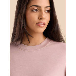 Women's Solid Anti-Wrinkle Lined Modal Sweatshirt Soft Casual Pullover <b>Long</b> <b>Sleeve</b> Basic Crew Neck <b>Top</b> OEM Private Label - Product Image 4