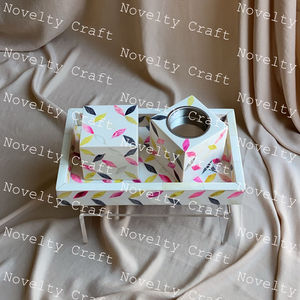 Ensemble de brûleurs d'encens Bakhoor en perle de qualité supérieure plateau de diffuseur d'aromathérapie en incrustation de perles de bois pour un usage religieux pour plateau de boîte - Product Image 2