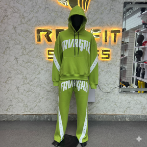 FRVRGR8 Conjunto Deportivo con Capucha Naranja, Sudadera Holgada de Manga Larga y Pantalones de Algodón con Rayas Blancas - Product Image 5