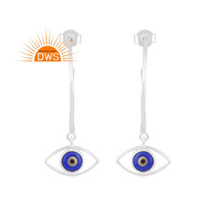 Latest Trending Fine Sterling Silver Natural Blue <b>Resin</b> EvilEye Gemstone Hoop <b>Earring</b> Custom Jewelry Manufacturer - Product Image 2