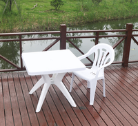 Mobilier d'extérieur Table de pique-nique carrée blanche en plastique pour jardin