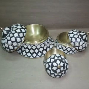 Boîte d'incrustation d'os en laiton et d'incrustation d'os faite à la main en gros, boîte de suri d'incrustation d'os - Product Image 1