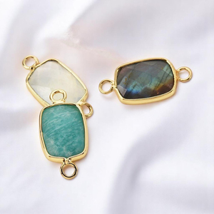 925 Sterling Silver Faceted Rectangle Labradorite Bezel Setting with Two Loop Connector Religious Style for Jewelry Making - Product Image 6