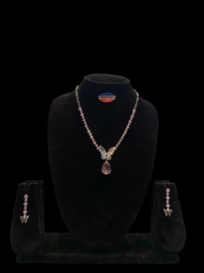 Conjunto de joyería de acero inoxidable con diamantes Vintage americano clásico, collar ligero, pendientes para mujer, gran regalo de fiesta de uso diario - Product Image 2