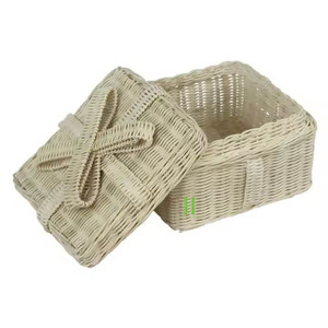 Beige Rattan Christmas <b>Gift</b> Box with <b>Bow</b> Lovely Present Box <b>Gift</b> Baskets for Xmas Christmas Ornaments OEM From Vietnam Factory - Product Image 2