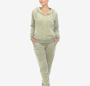 Ensemble de survêtement en velours de haute qualité pour femme surdimensionné à capuche zippée survêtement avec coupe ajustée pour l'hiver - Product Image 1