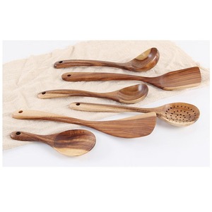 ชุดเครื่องครัวไม้สักธรรมชาติทำด้วยมือช้อนไม้สำหรับทำอาหารช้อนไม้สำหรับเครื่องครัวไม่ติดอุปกรณ์เครื่องครัวสไตล์การออกแบบ - Product Image 6