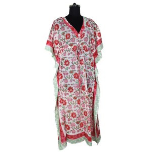 Longue robe caftan en soie Boho bohème Maxi robe main bloc imprimé caftan fait main indien Caftan Abaya caftan Caftan arabe Jalabiya - Product Image 6