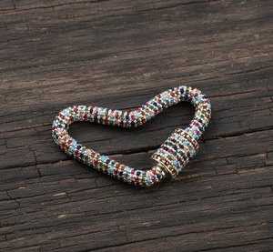 Pendentif en forme de cœur avec fermoir mousqueton en argent sterling 925, breloques fines, CZ multicolores - Product Image 6