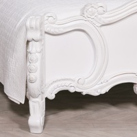 Lit sculpté Cherub Rose en bois d'acajou de haute qualité, couleur blanche, pour mobilier de chambre.
