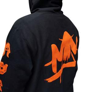 Sudadera con Capucha Negra con Estampado Gráfico para Hombre, Felpa de Algodón Grueso, Sudadera con Capucha Estilo Urbano, Suministro OEM - Product Image 3