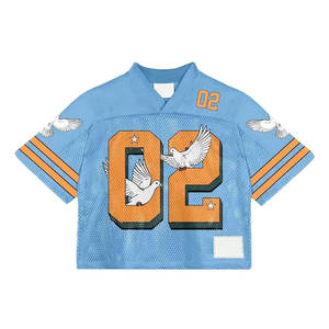 Camiseta de fútbol americano recortada de gran tamaño cuadrada personalizada al por mayor, transpirable, manga corta, sublimación, diseño de camuflaje impreso - Product Image 5