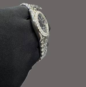 Montre pour homme tendance, cadran bleu numérique, analogique, acier inoxydable, Miyota, édition limitée, diamant moissanite, luxe, classique, hip hop, glacée - Product Image 4