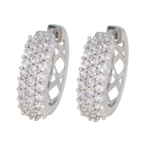 Premium Modern Diamond Sofisticación 1.00Ct Round Lab Grown F Color Pendientes de aro clásicos en oro blanco de 14K Venta al por mayor OEM - Product Image 1