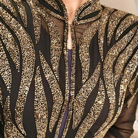 Robe Abaya élégante pour femmes musulmanes adultes, ouverte sur le devant, ornée de perles, respirante, extensible dans quatre directions, légère, à manches longues, en georgette, pour le printemps