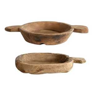 Elegante tazón de masa de madera de estilo medieval de forma desigual para cocina, hogar o restaurante, diseño vintage embalado en cartón - Product Image 2