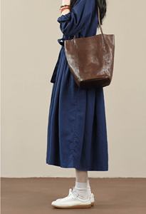 Vestido de lino para mujer, vestido con volantes, ropa de lino, vestido personalizado con bolsillo, manga larga, ropa de talla grande, ropa holgada ajustada - Product Image 2