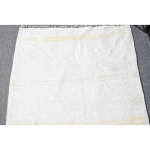 1.9x10.4 ft Vintage Rug, Turkish Runner Rug, White <b>Yellow</b> Solid <b>Wool</b> Rug - Product Image 3