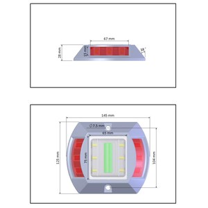 Set 10 <b>Red</b> Solar Road Studs 3+3 LEDs Steel ABS <b>Material</b> Reflective White Traffic Cone for Road Warning Traffic Cone Road - Product Image 5