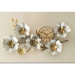 นาฬิกาติดผนังตกแต่งบ้านจากอินเดีย Gingko โลหะเคลือบทองเกรดสูง - Product Image 4