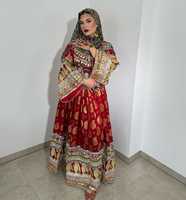 Robe de soirée longue brodée style Kuchi Afghane royale, col en V, manches longues, faite main, pour l'hiver, naturelle, vintage, modeste