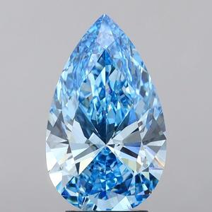 3.01ct Poire Coupe Fantaisie Intense Blue Lab Grown Diamond Bague de fiançailles Finition polie VS + Clarity D Gleam Jewels India - Product Image 1