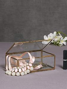 Boîte à bijoux en laiton et verre antique avec cadre décoratif, parfaite pour le stockage de bijoux, événements spéciaux et cadeaux - Product Image 5