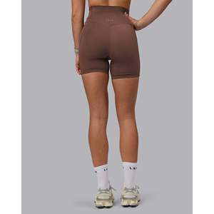 Shorts Cortos de Cintura Ultra Alta para Mujer Elixir, 6 Pulgadas, con Bolsillos, Color Chocolate Martini, Spandex Transpirable, Talla XS - Product Image 4