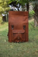 Sac à dos vintage en cuir marron véritable fait à la main pour hommes et femmes pour le trekking et les voyages