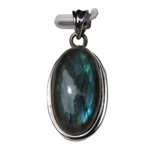 Pendentif unisexe en argent sterling 925 925 à la mode de forme ovale Flashy Natural Healing Labradorite Bezel Setting Hindouism - Product Image 3