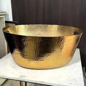 Tazón de aluminio martillado de lujo Acabado dorado Técnica pulida Estilo rural Durable Decorativo Funcional para vino de fiesta - Product Image 6