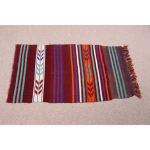 Vintage Turkish Rug 1.7x3.2 ft, Kilim <b>Red</b> Moroccan <b>Wool</b> Rug - Product Image 3