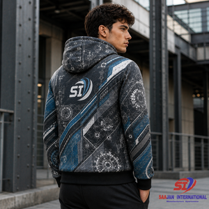 OEM Custom <b>Techwear</b> Hoodie Steel Mechanical Graphic Full Zipper Streetwear <b>Jacket</b> Wholesale Private Label - Product Image 3