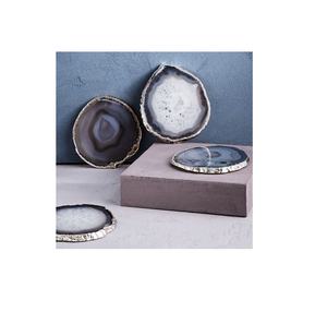Accessoires de vaisselle à bas prix Dessous de verre en agate avec tranche d'agate galvanisée en or au prix de gros avec une qualité supérieure - Product Image 1